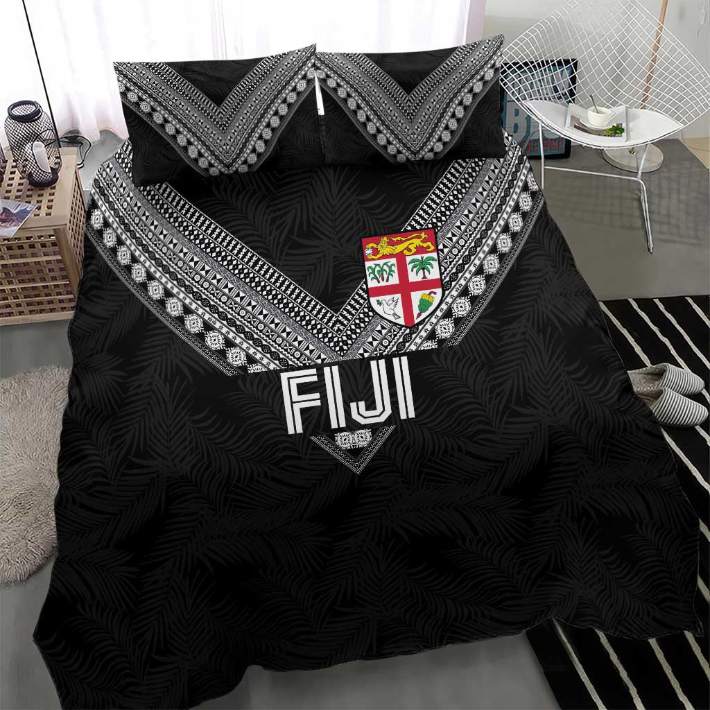 Rugby Fiji Bedding Set Fijian Masi Tribal Sporty Style Black Color LT03 - Polynesian Pride