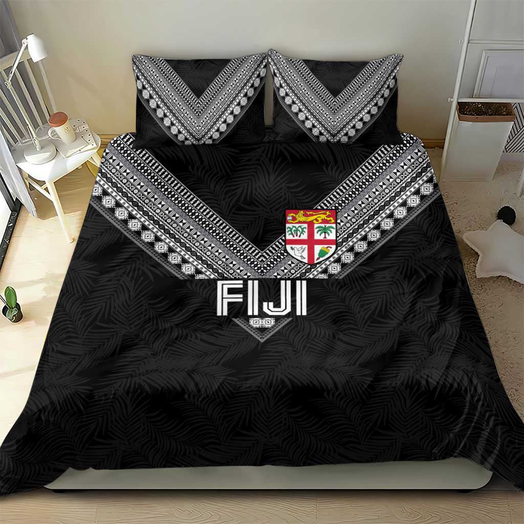 Rugby Fiji Bedding Set Fijian Masi Tribal Sporty Style Black Color LT03 - Polynesian Pride