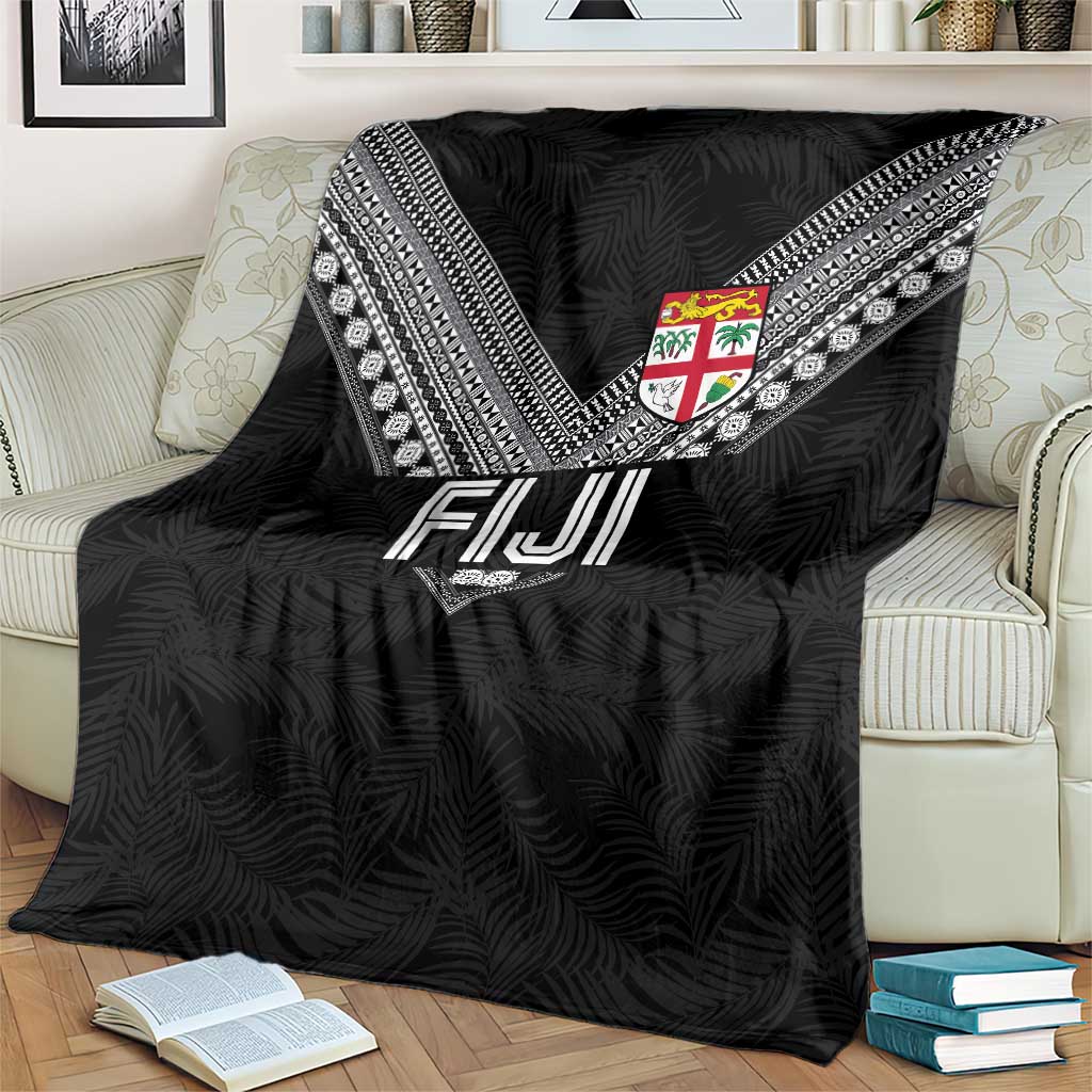 Rugby Fiji Blanket Fijian Masi Tribal Sporty Style Black Color LT03 - Polynesian Pride