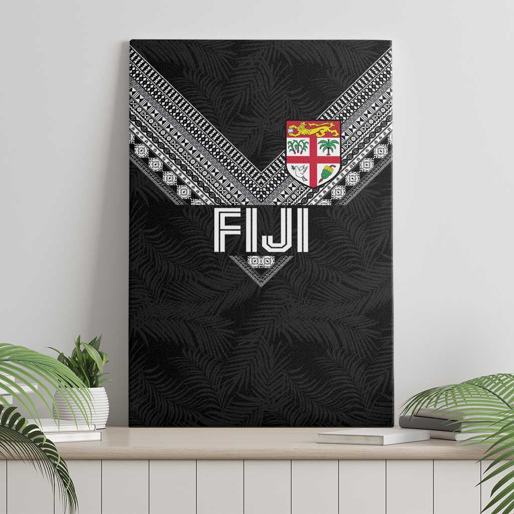 Rugby Fiji Canvas Wall Art Fijian Masi Tribal Sporty Style Black Color LT03 - Polynesian Pride