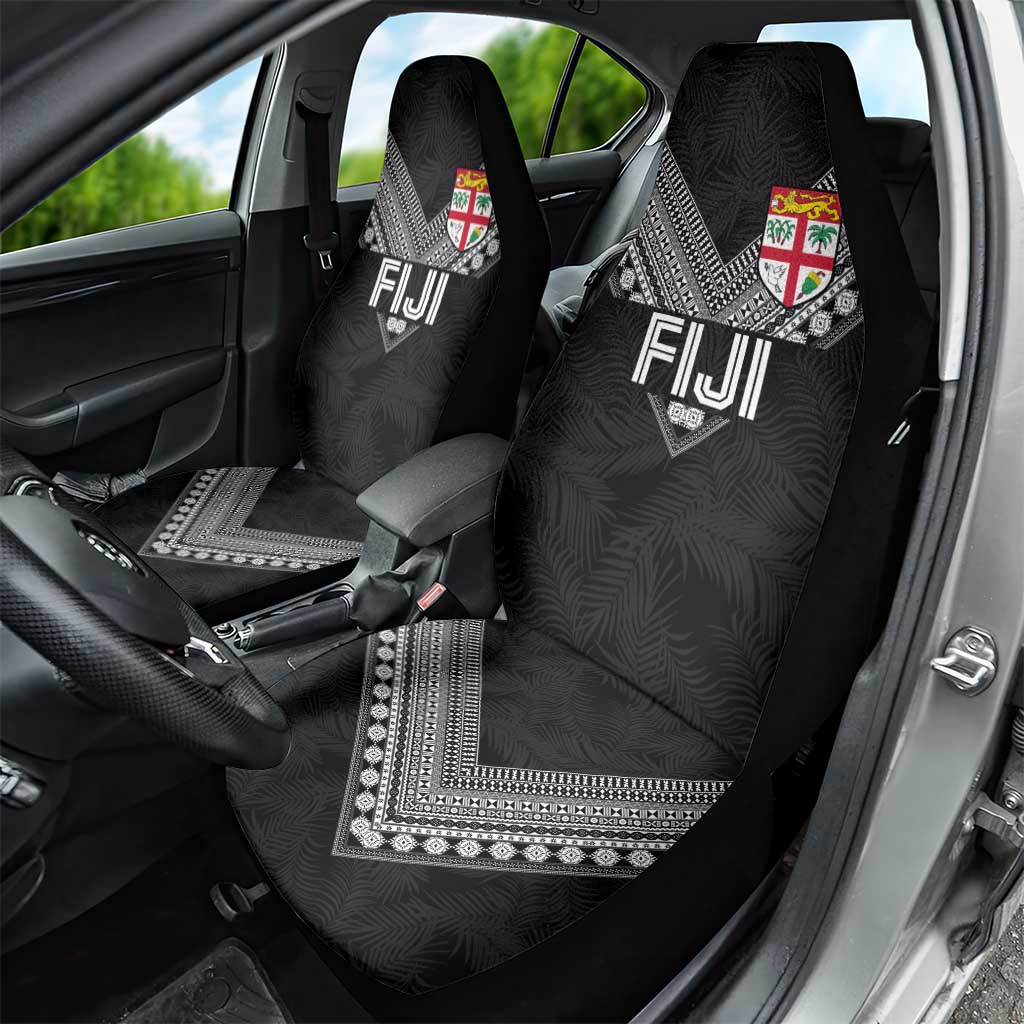 Rugby Fiji Car Seat Cover Fijian Masi Tribal Sporty Style Black Color LT03 - Polynesian Pride