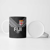 Custom Rugby Fiji Ceramic Mug Fijian Masi Tribal Sporty Style Black Color LT03 - Polynesian Pride