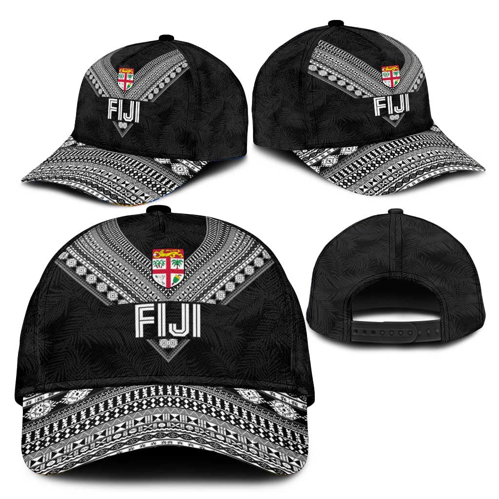 Rugby Fiji Classic Cap Fijian Masi Tribal Sporty Style Black Color LT03 - Polynesian Pride