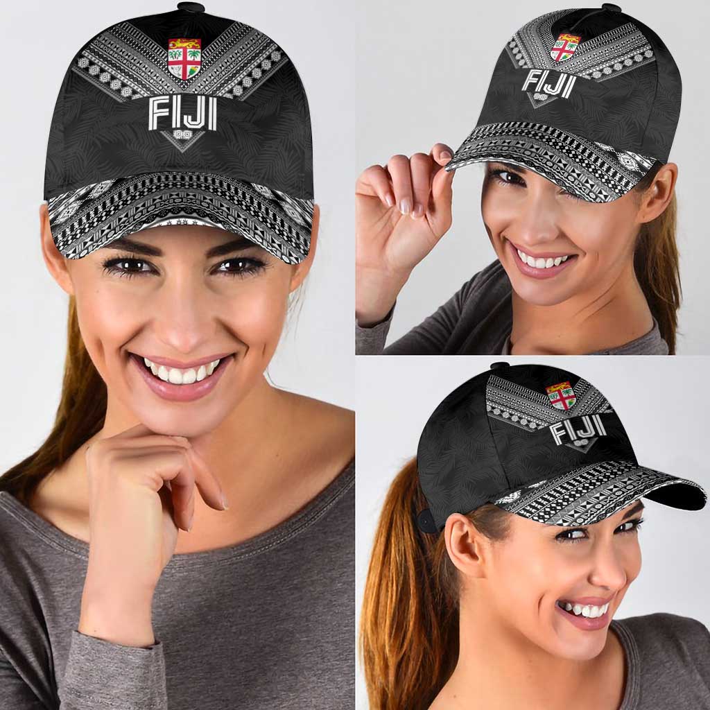 Rugby Fiji Classic Cap Fijian Masi Tribal Sporty Style Black Color LT03 - Polynesian Pride