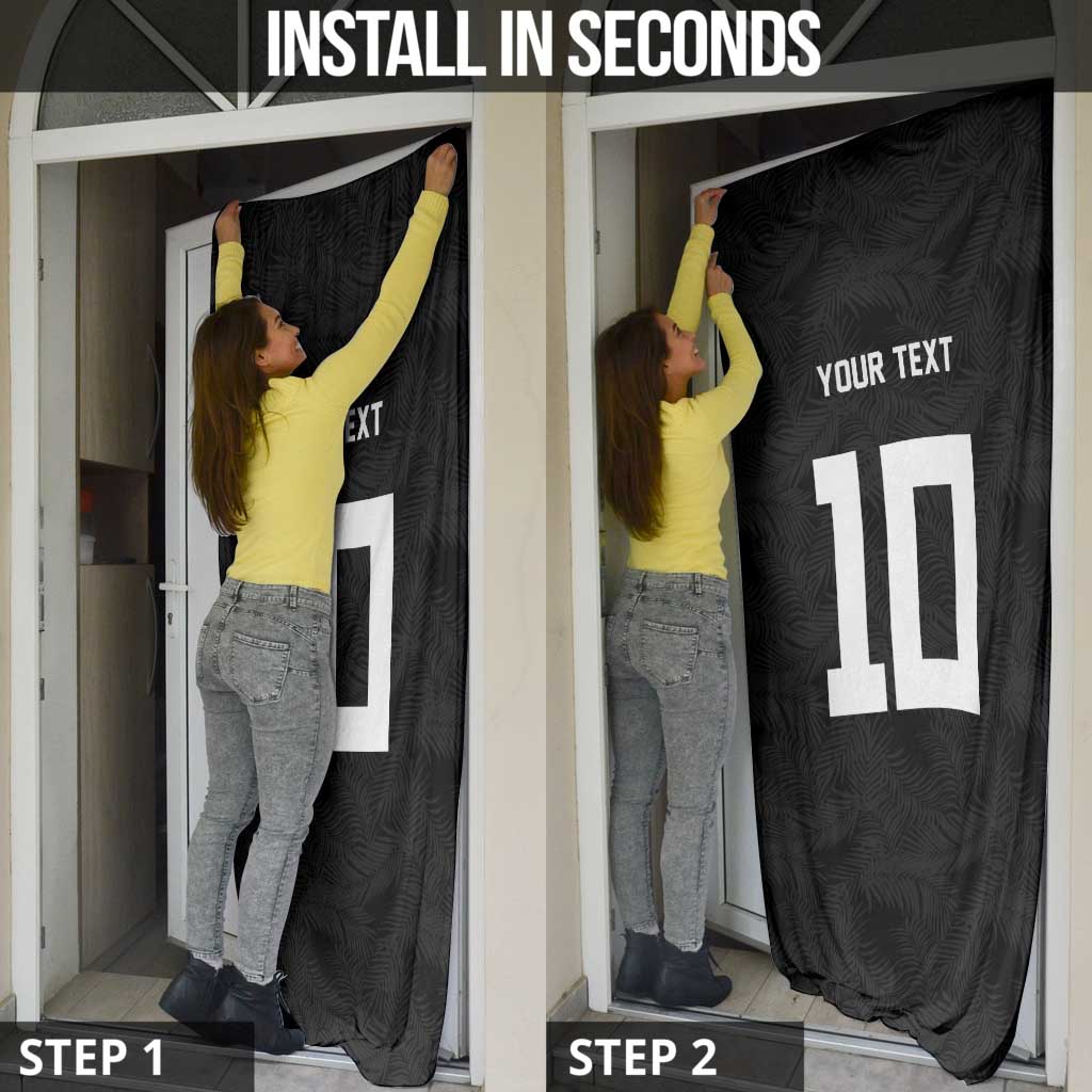 Custom Rugby Fiji Door Cover Fijian Masi Tribal Sporty Style Black Color LT03 - Polynesian Pride
