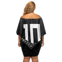 Custom Rugby Fiji Family Matching Off Shoulder Short Dress and Hawaiian Shirt Fijian Masi Tribal Sporty Style Black Color LT03 - Polynesian Pride