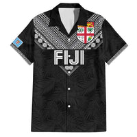 Custom Rugby Fiji Family Matching Summer Maxi Dress and Hawaiian Shirt Fijian Masi Tribal Sporty Style Black Color LT03 Dad's Shirt - Short Sleeve Black - Polynesian Pride