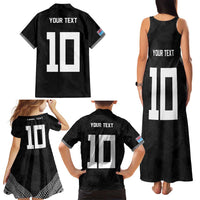 Custom Rugby Fiji Family Matching Tank Maxi Dress and Hawaiian Shirt Fijian Masi Tribal Sporty Style Black Color LT03 - Polynesian Pride