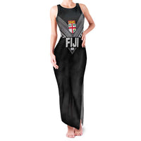Custom Rugby Fiji Family Matching Tank Maxi Dress and Hawaiian Shirt Fijian Masi Tribal Sporty Style Black Color LT03 Mom's Dress Black - Polynesian Pride