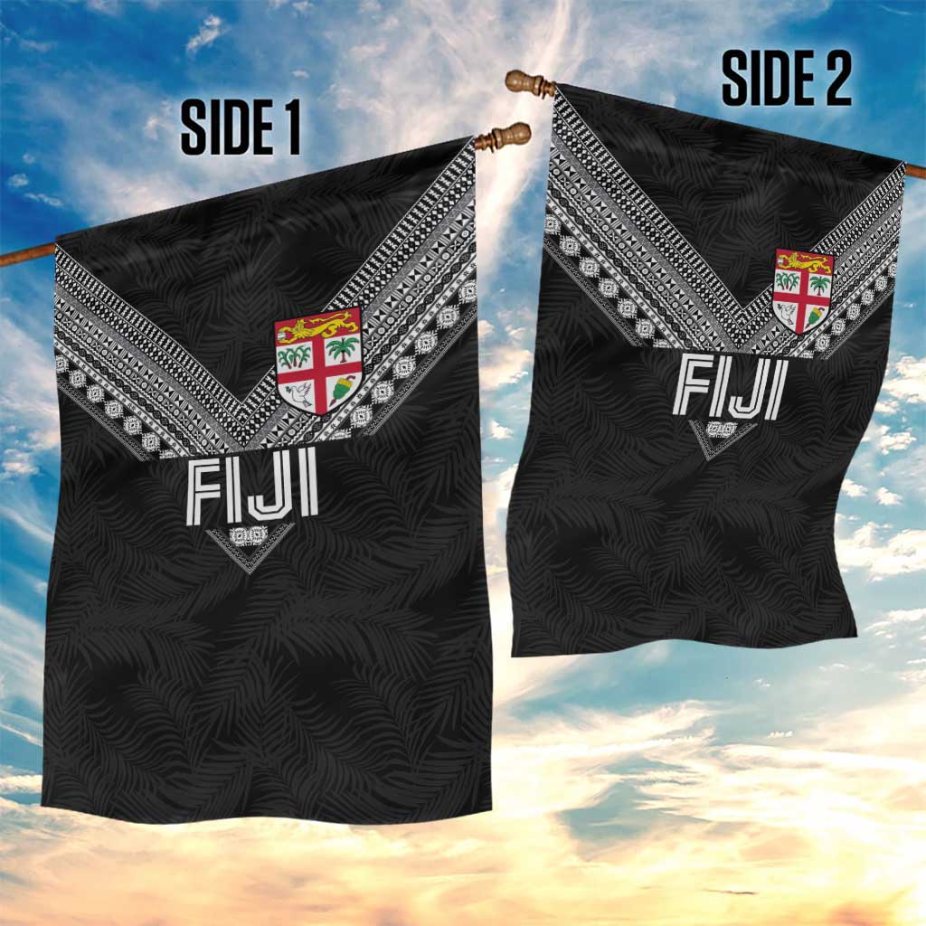 Rugby Fiji Garden Flag Fijian Masi Tribal Sporty Style Black Color LT03 - Polynesian Pride