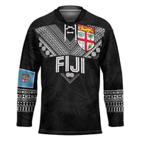 Custom Rugby Fiji Hockey Jersey Fijian Masi Tribal Sporty Style Black Color LT03 Unisex Black - Polynesian Pride