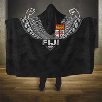 Rugby Fiji Hooded Blanket Fijian Masi Tribal Sporty Style Black Color LT03 - Polynesian Pride