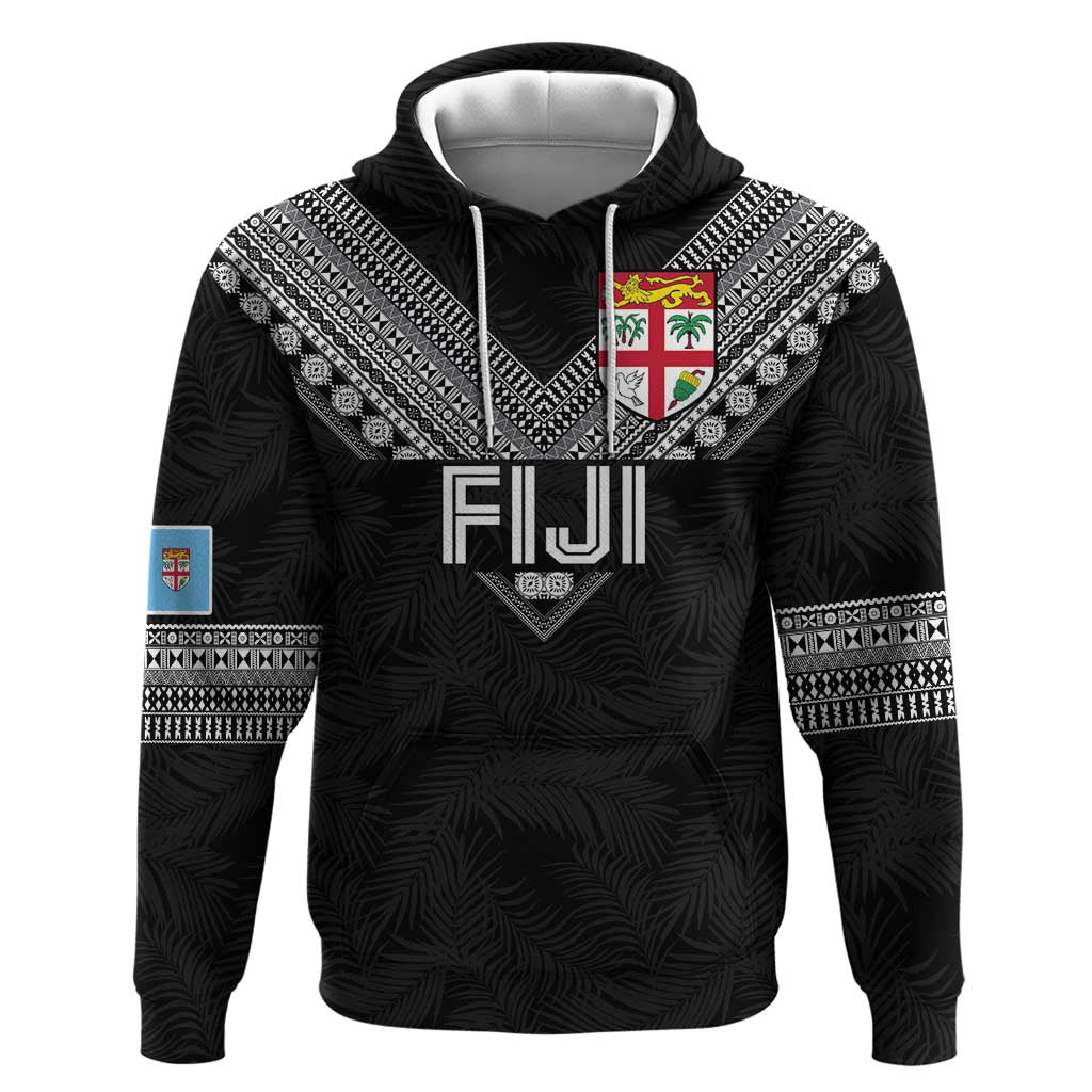 Custom Rugby Fiji Hoodie Fijian Masi Tribal Sporty Style Black Color LT03 Pullover Hoodie Black - Polynesian Pride