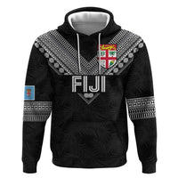 Custom Rugby Fiji Hoodie Fijian Masi Tribal Sporty Style Black Color LT03 Pullover Hoodie Black - Polynesian Pride