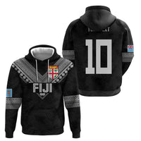 Custom Rugby Fiji Hoodie Fijian Masi Tribal Sporty Style Black Color LT03 - Polynesian Pride