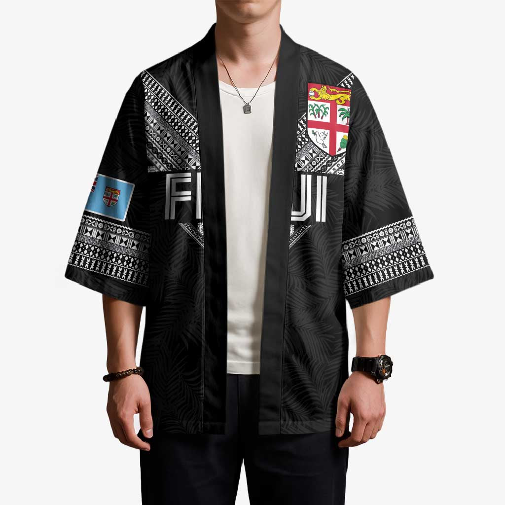 Custom Rugby Fiji Kimono Fijian Masi Tribal Sporty Style Black Color LT03 - Polynesian Pride