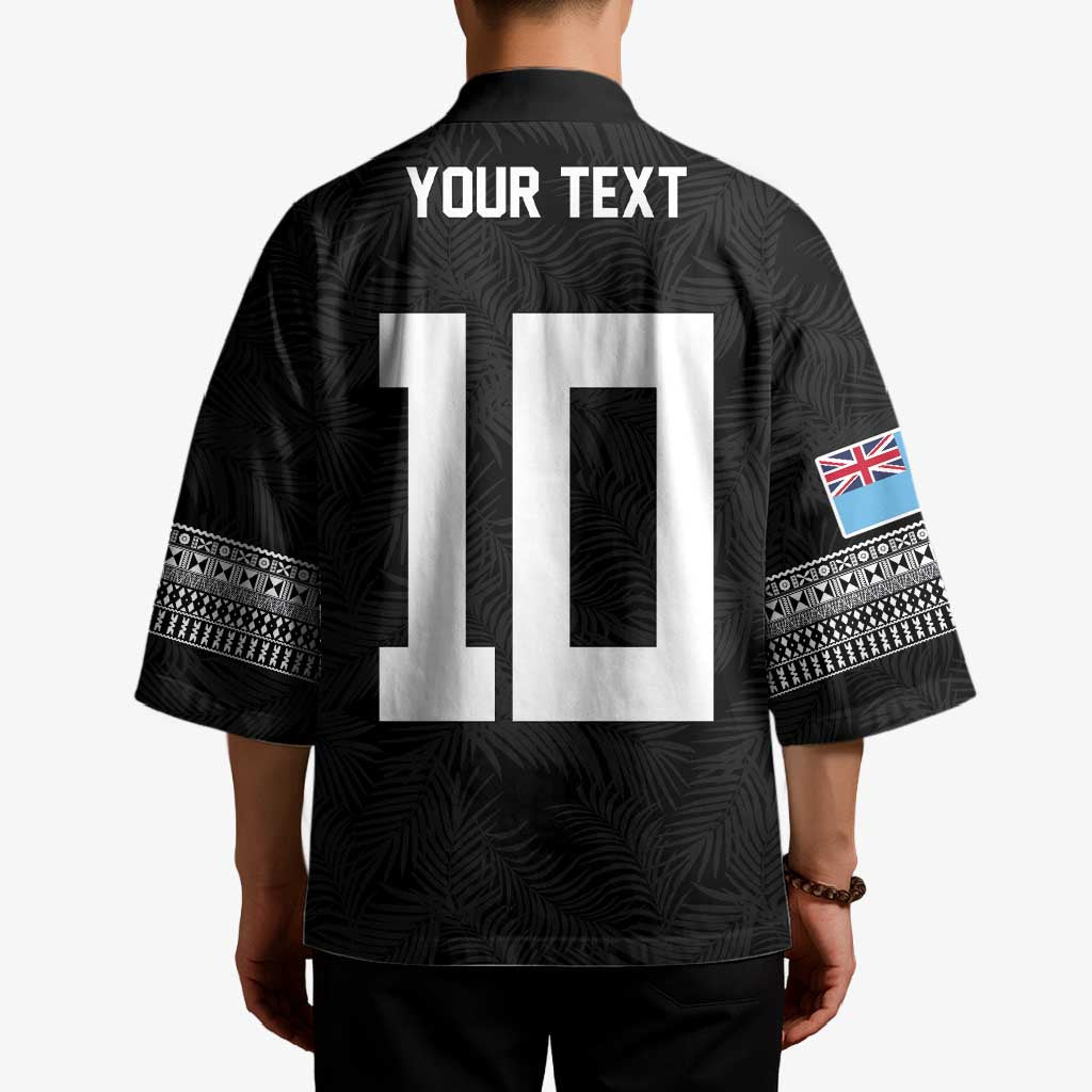 Custom Rugby Fiji Kimono Fijian Masi Tribal Sporty Style Black Color LT03 - Polynesian Pride