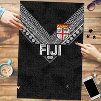 Rugby Fiji Puzzle Fijian Masi Tribal Sporty Style Black Color LT03 Black - Polynesian Pride