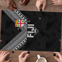 Rugby Fiji Puzzle Fijian Masi Tribal Sporty Style Black Color LT03 - Polynesian Pride