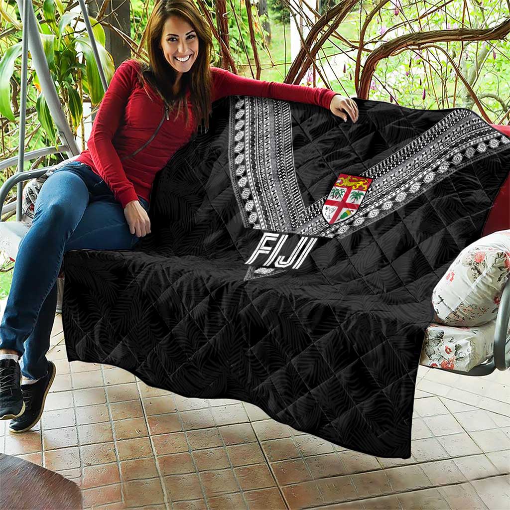 Rugby Fiji Quilt Fijian Masi Tribal Sporty Style Black Color LT03 - Polynesian Pride