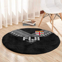 Rugby Fiji Round Carpet Fijian Masi Tribal Sporty Style Black Color LT03 - Polynesian Pride