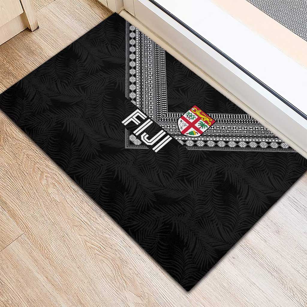 Rugby Fiji Rubber Doormat Fijian Masi Tribal Sporty Style Black Color LT03 - Polynesian Pride
