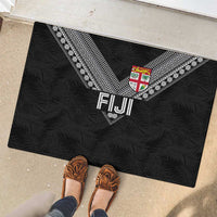 Rugby Fiji Rubber Doormat Fijian Masi Tribal Sporty Style Black Color LT03 - Polynesian Pride