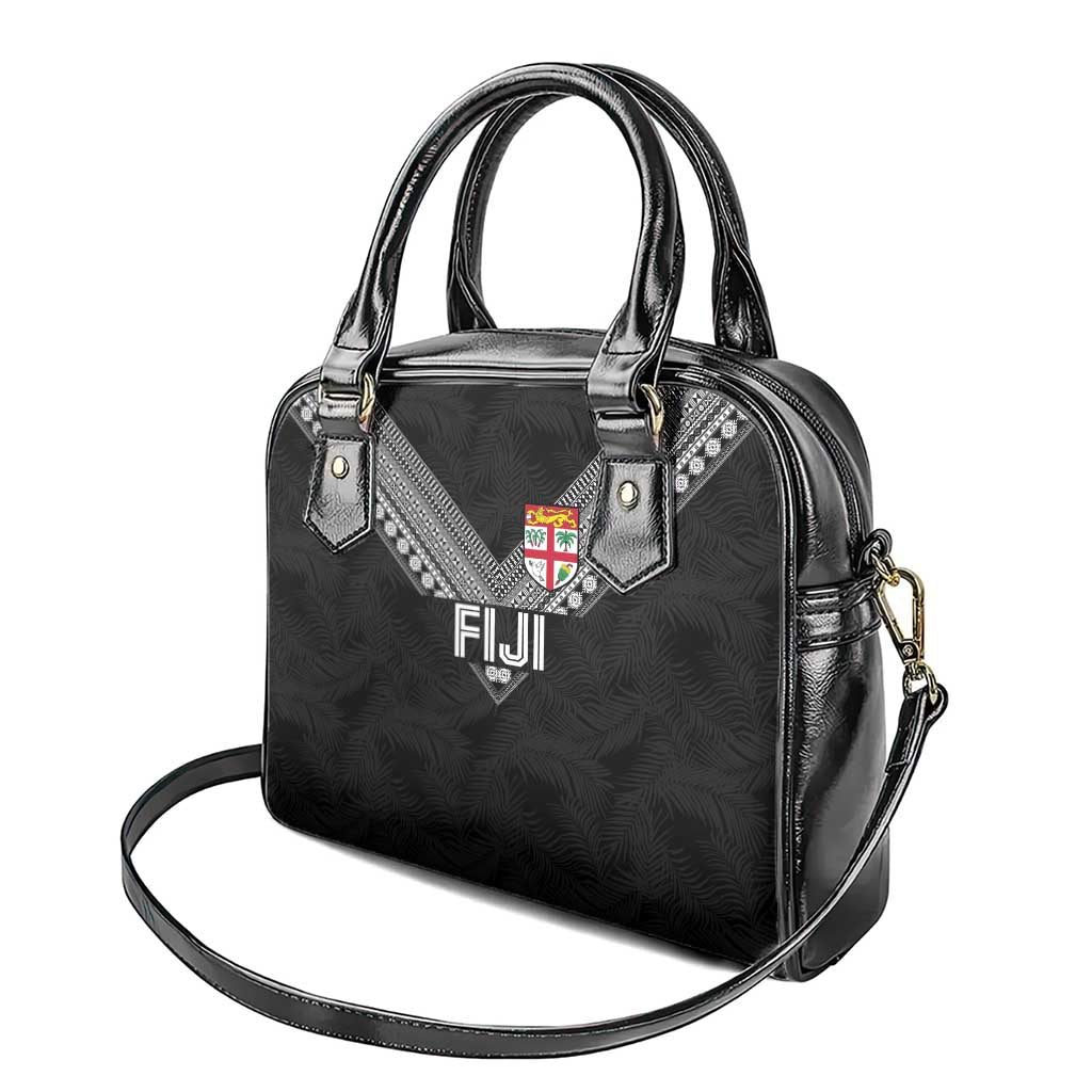 Rugby Fiji Shoulder Handbag Fijian Masi Tribal Sporty Style Black Color LT03 - Polynesian Pride