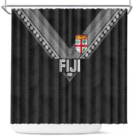 Rugby Fiji Shower Curtain Fijian Masi Tribal Sporty Style Black Color LT03 Black - Polynesian Pride