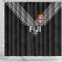 Rugby Fiji Shower Curtain Fijian Masi Tribal Sporty Style Black Color LT03 - Polynesian Pride