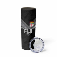 Custom Rugby Fiji Skinny Tumbler Fijian Masi Tribal Sporty Style Black Color LT03 - Polynesian Pride