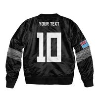 Custom Rugby Fiji Sleeve Zip Bomber Jacket Fijian Masi Tribal Sporty Style Black Color LT03 - Polynesian Pride