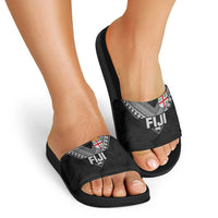 Rugby Fiji Slide Sandals Fijian Masi Tribal Sporty Style Black Color LT03 - Polynesian Pride