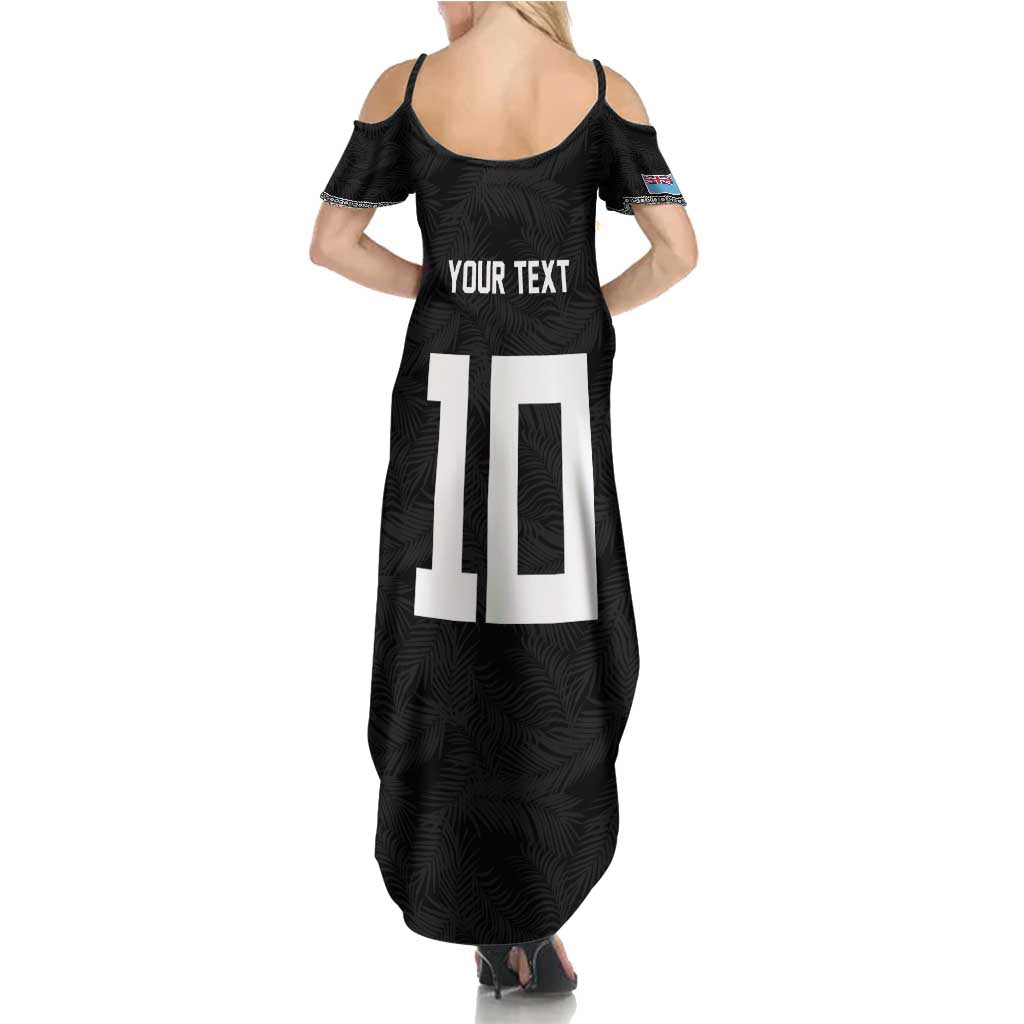 Custom Rugby Fiji Summer Maxi Dress Fijian Masi Tribal Sporty Style Black Color LT03 - Polynesian Pride