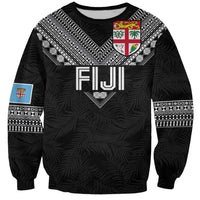 Custom Rugby Fiji Sweatshirt Fijian Masi Tribal Sporty Style Black Color LT03 Unisex Black - Polynesian Pride