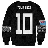 Custom Rugby Fiji Sweatshirt Fijian Masi Tribal Sporty Style Black Color LT03 - Polynesian Pride