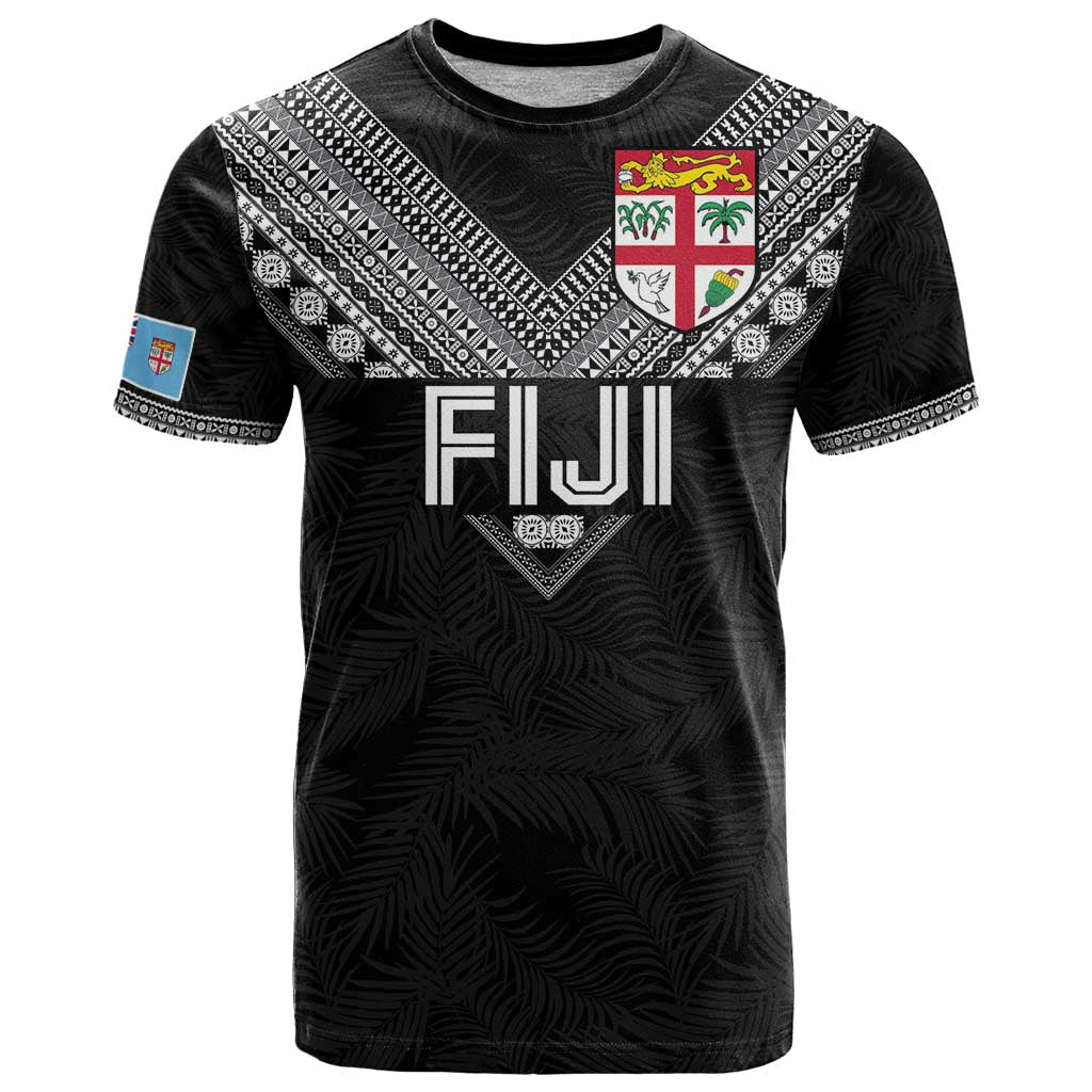 Custom Rugby Fiji T Shirt Fijian Masi Tribal Sporty Style Black Color LT03 Black - Polynesian Pride