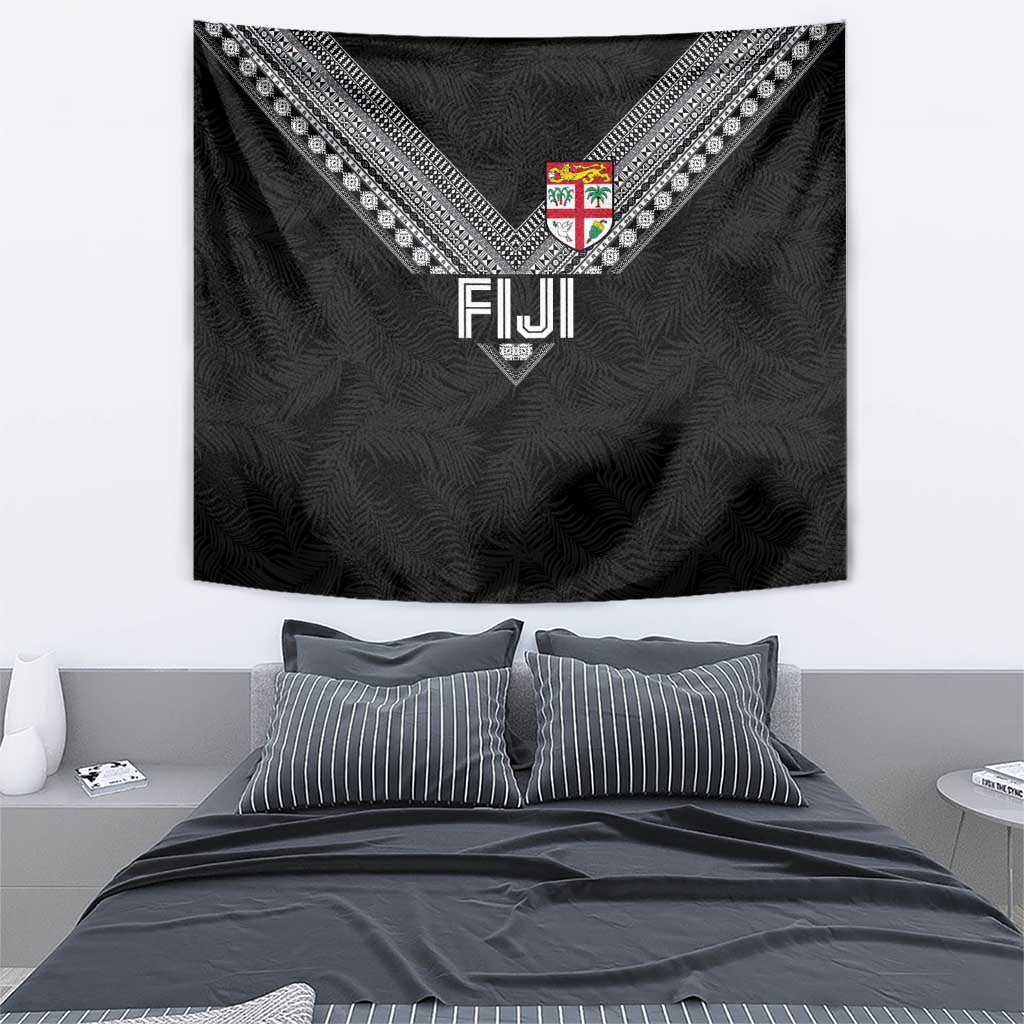 Rugby Fiji Tapestry Fijian Masi Tribal Sporty Style Black Color LT03 - Polynesian Pride