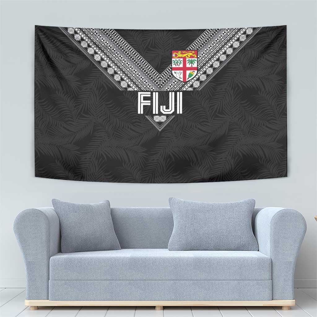 Rugby Fiji Tapestry Fijian Masi Tribal Sporty Style Black Color LT03 - Polynesian Pride