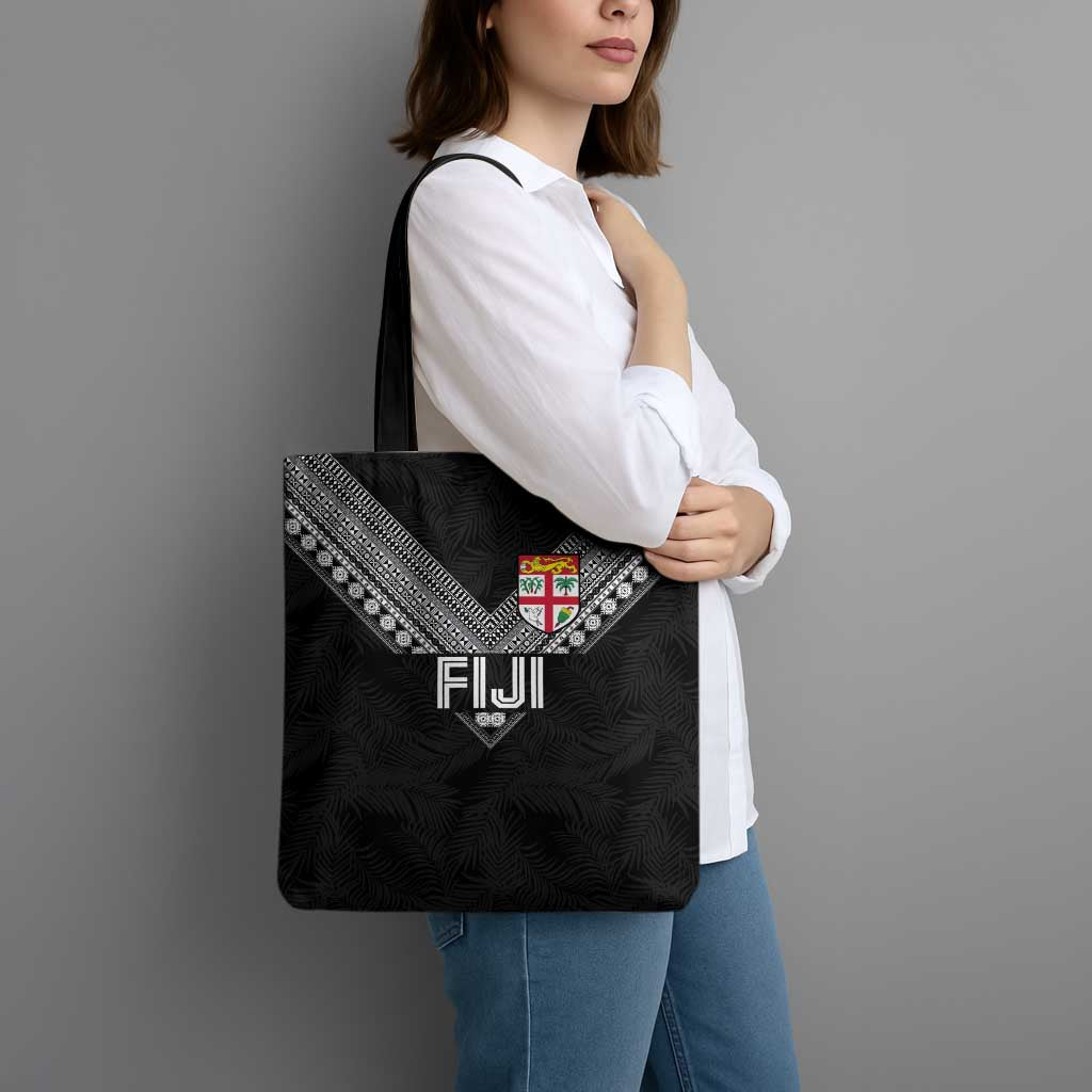 Rugby Fiji Tote Bag Fijian Masi Tribal Sporty Style Black Color LT03 - Polynesian Pride