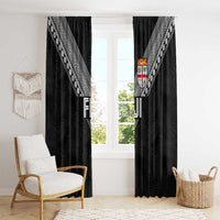 Rugby Fiji Window Curtain Fijian Masi Tribal Sporty Style Black Color LT03 - Polynesian Pride