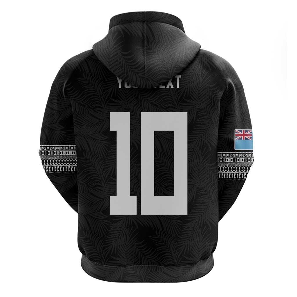 Custom Rugby Fiji Zip Hoodie Fijian Masi Tribal Sporty Style Black Color LT03 - Polynesian Pride