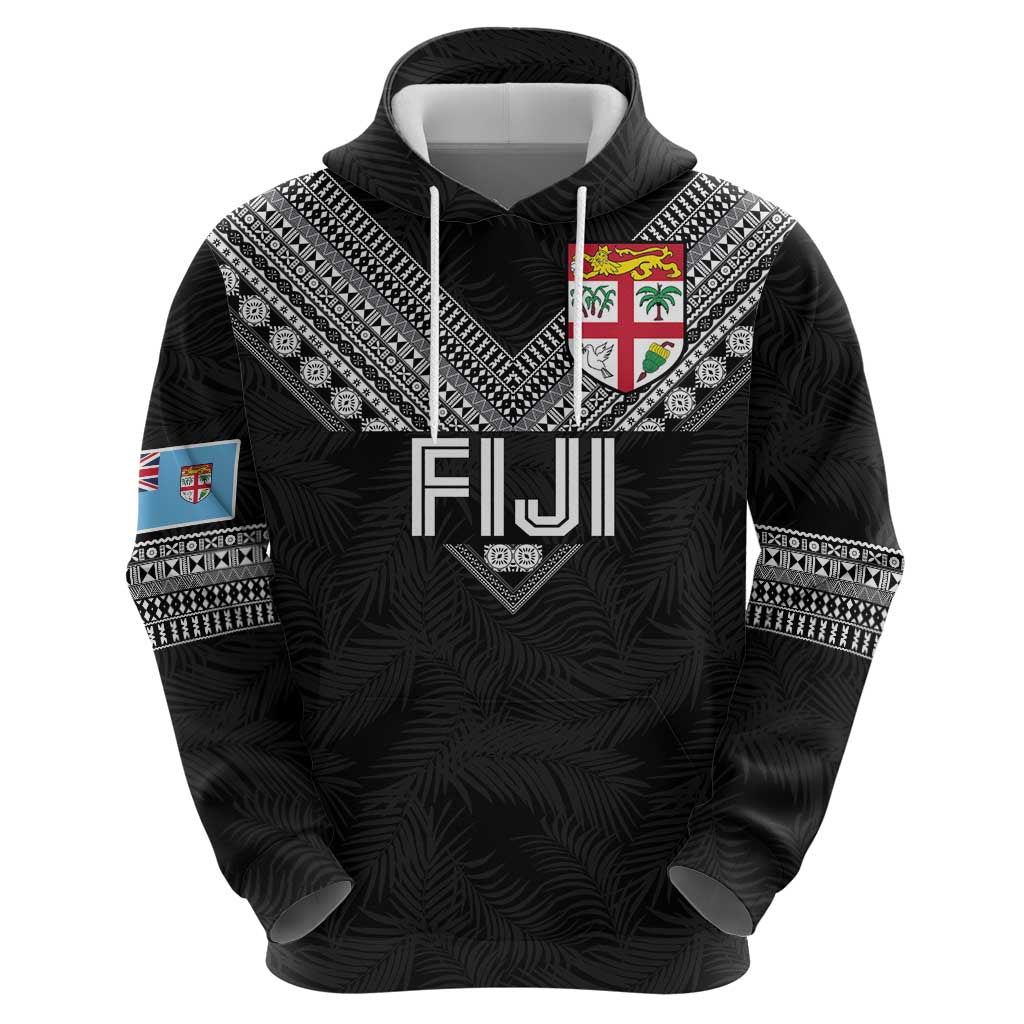 Custom Rugby Fiji Zip Hoodie Fijian Masi Tribal Sporty Style Black Color LT03 - Polynesian Pride