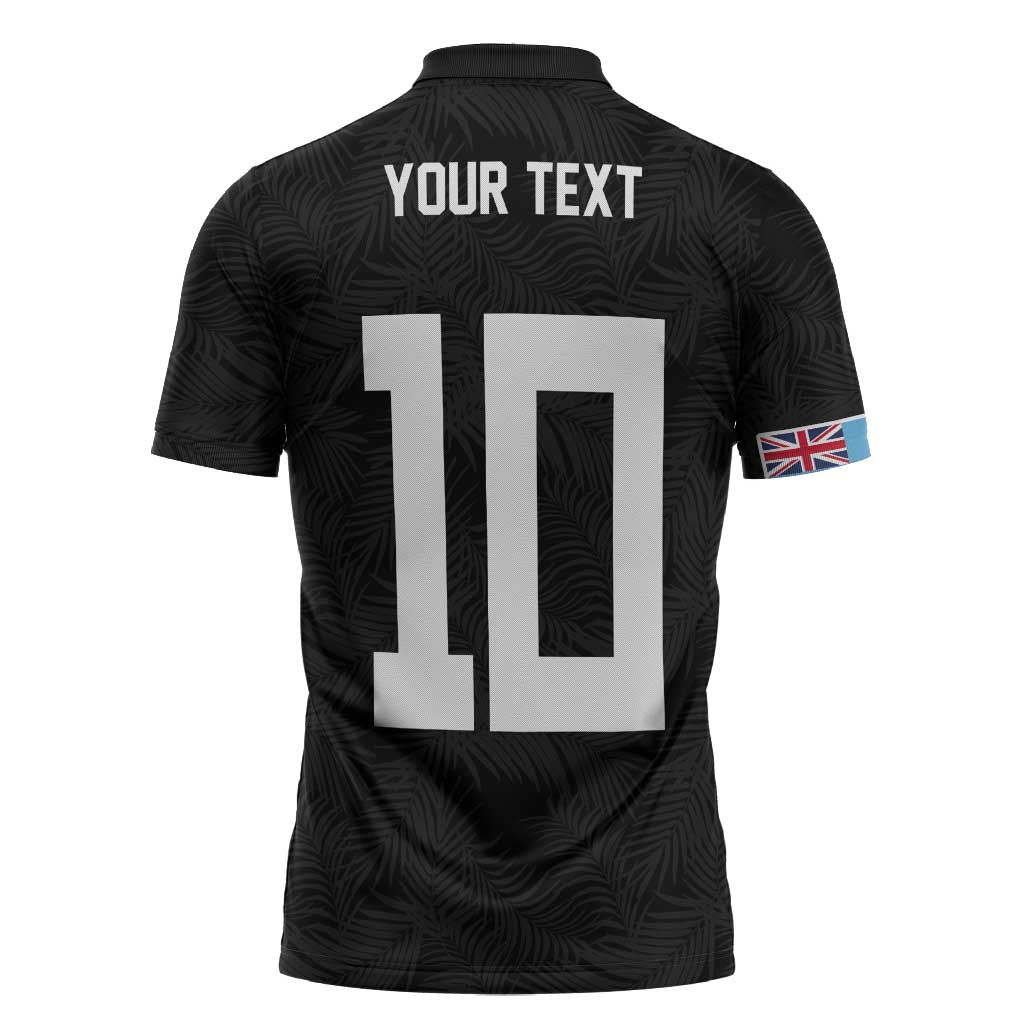 Custom Rugby Fiji Zipper Polo Shirt Fijian Masi Tribal Sporty Style Black Color LT03 - Polynesian Pride