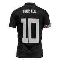 Custom Rugby Fiji Zipper Polo Shirt Fijian Masi Tribal Sporty Style Black Color LT03 - Polynesian Pride