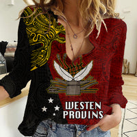 Papua New Guinea Western Province Women Casual Shirt PNG Birds Of Paradise Polynesian Arty Style LT03 Female Red - Polynesian Pride