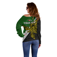 Personalised Papua New Guinea Western Highlands Province Off Shoulder Sweater PNG Birds Of Paradise Polynesian Arty Style LT03 - Polynesian Pride