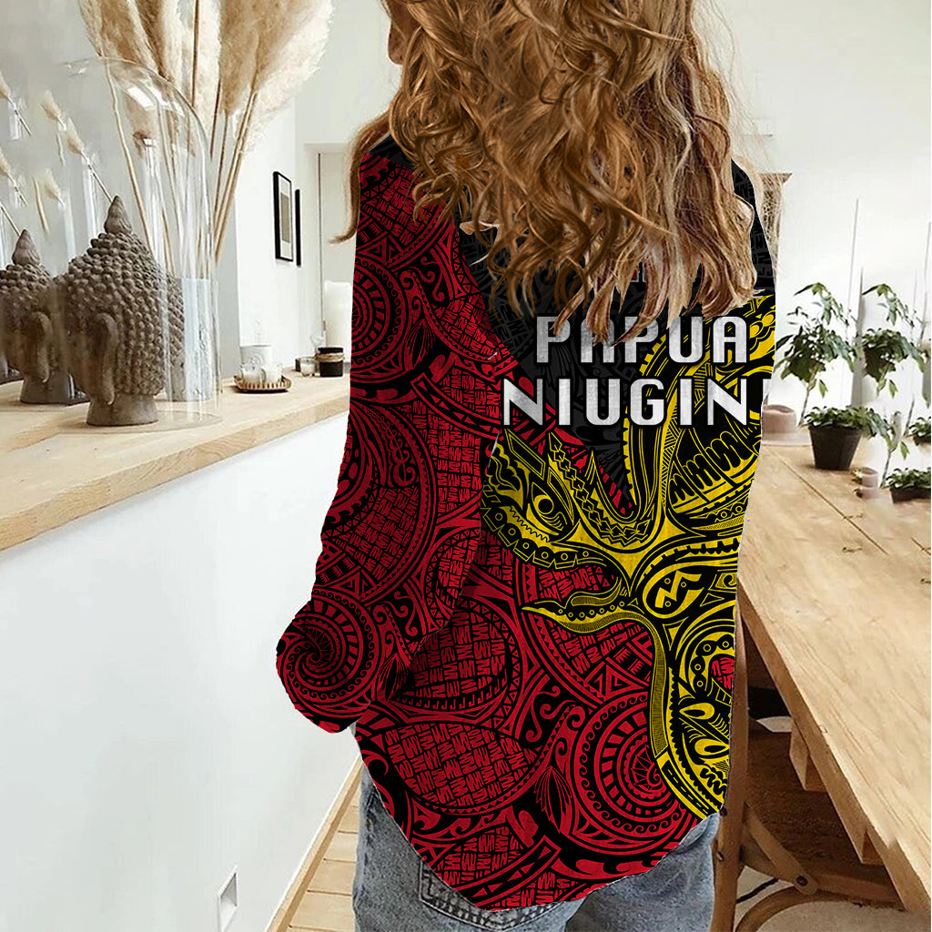 Papua New Guinea Sandaun Province Women Casual Shirt PNG Birds Of Paradise Polynesian Arty Style LT03 - Polynesian Pride