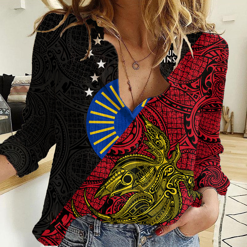 Personalised Papua New Guinea Sandaun Province Women Casual Shirt PNG Birds Of Paradise Polynesian Arty Style LT03 Female Red - Polynesian Pride