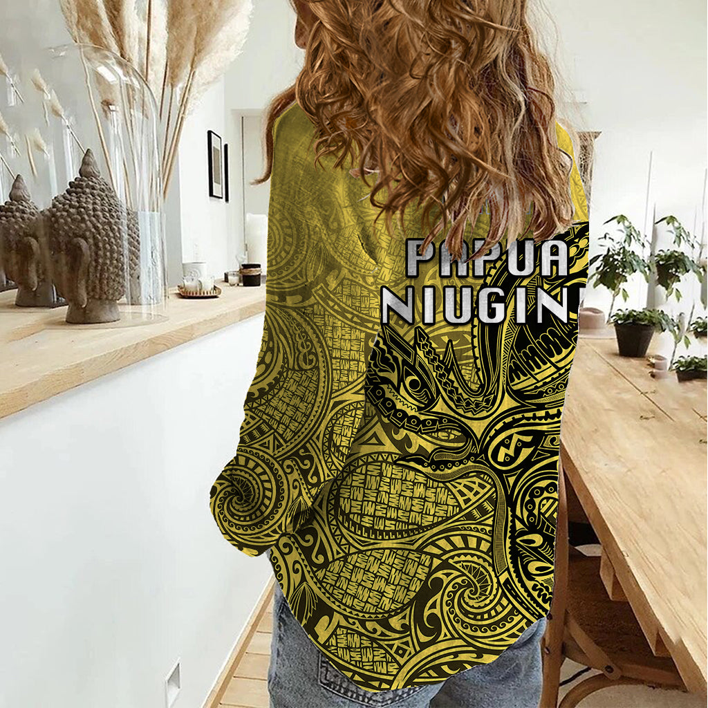 Papua New Guinea National Capital District Women Casual Shirt PNG Birds Of Paradise Polynesian Arty Style LT03 - Polynesian Pride